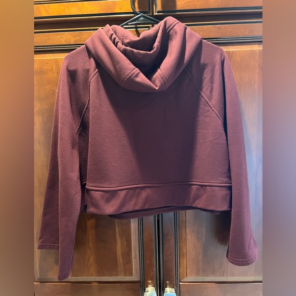 ATHLETA “Steady State” Crop Sweatshirt Hoodie Maroon Oversized - S - Picture 5 of 8